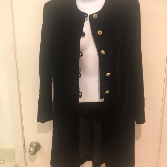 The Silk Farm black velvet tuxedo coat/ jacket/ duster - Picture 5 of 12